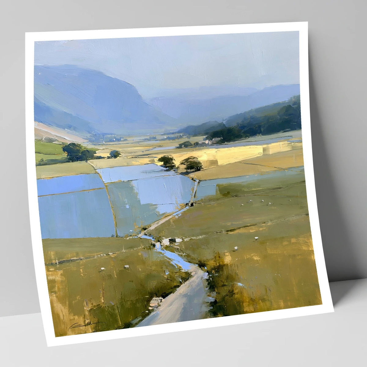 Luminous Patchwork Fields in a Dale lake district valley art print