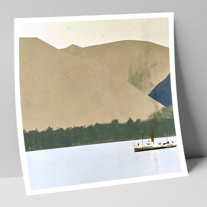 Ullswater Steamer Beneath Earthy Fells lake district lake art print