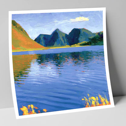 Vibrant Reflections on Loweswater lake district lake art print