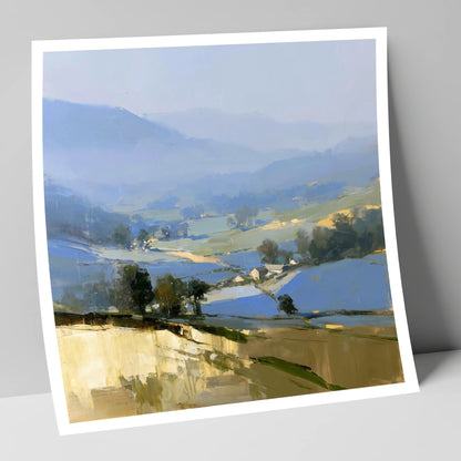 Morning Light on Misty Valley lake district sky art print