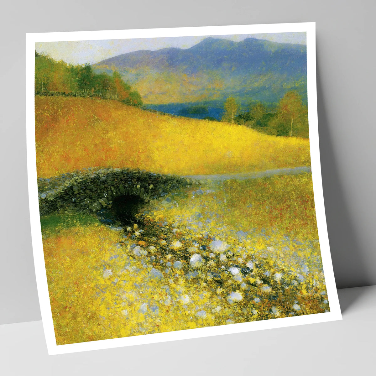 Golden Light Over Ashness Bridge lake district waterfall art print