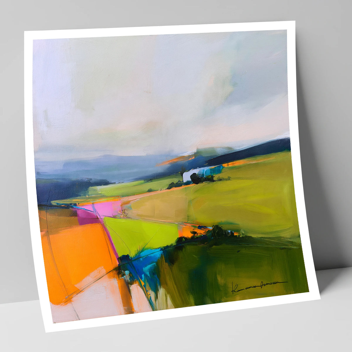 Vivid Patchwork Lakeland Dale lake district valley art print