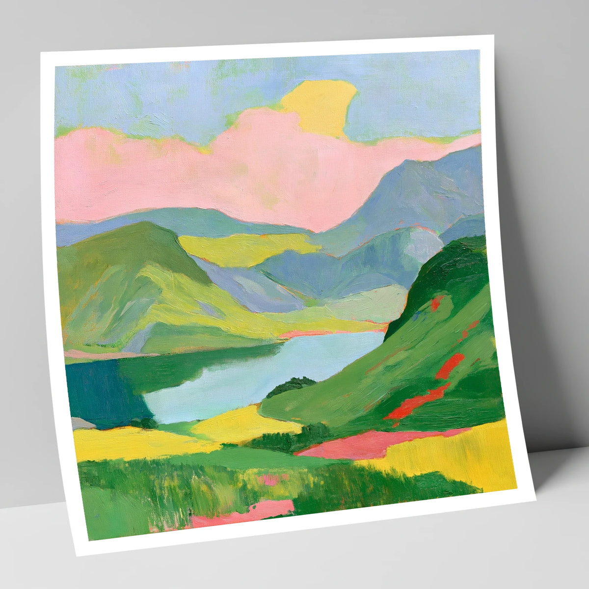Vibrant Fells and Mountain Lake lake district lake art print