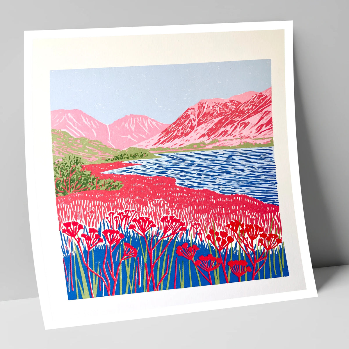 Vibrant Pink Fells at Ennerdale lake district valley art print