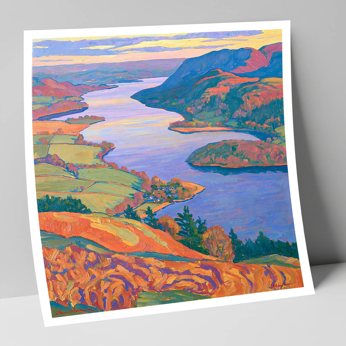 Bold Ullswater and Pooley Bridge lake district village art print