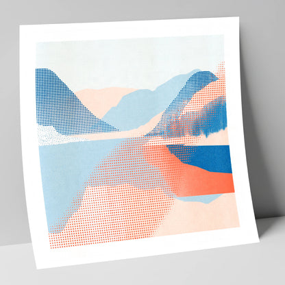 Abstract Halftone Buttermere Fells lake district lake art print