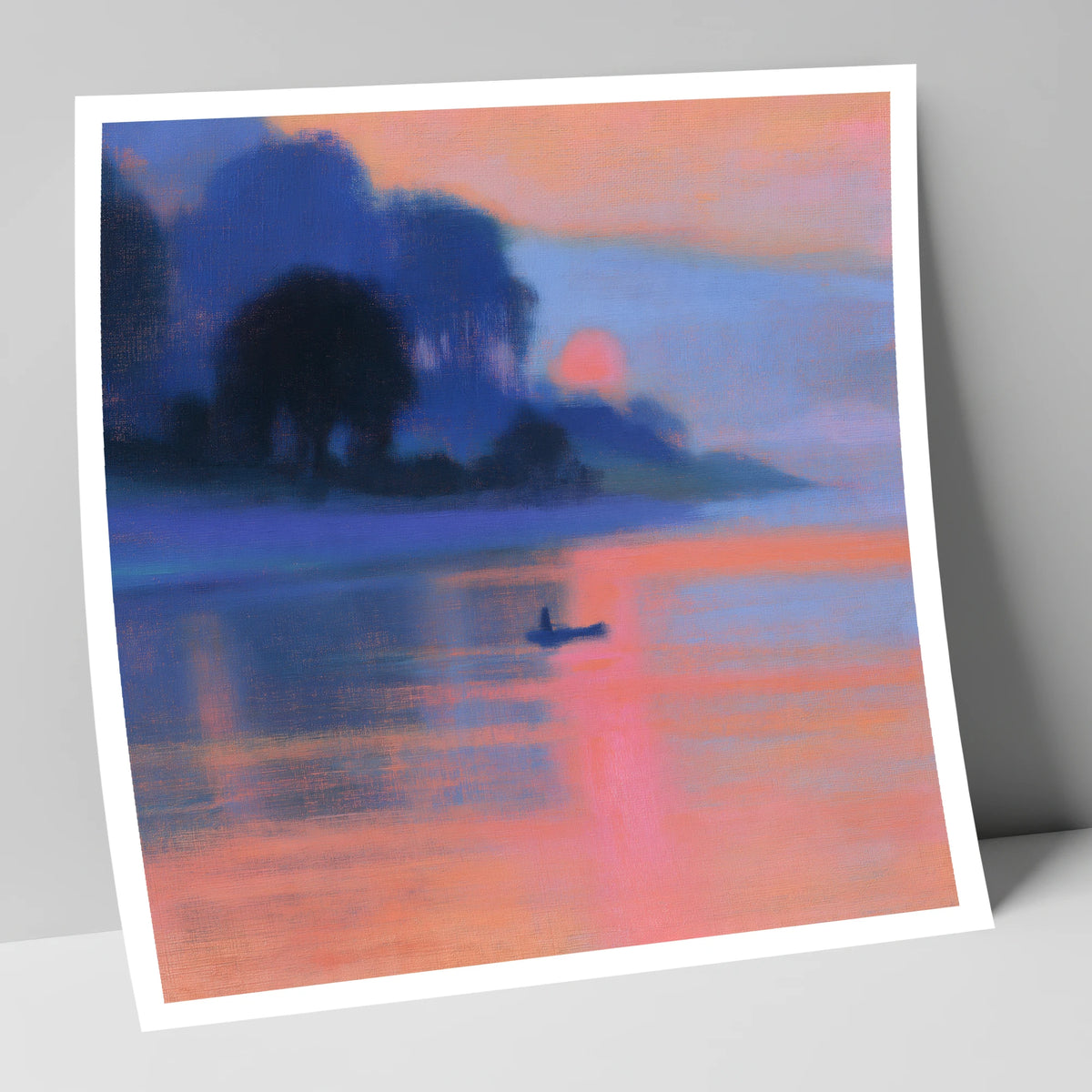 Indigo and Pink Lake Sunset lake district lake art print
