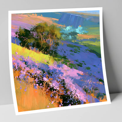 Vibrant Heather Fellside in Bloom flowers & fellsides art print