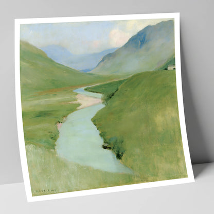Winding River in Pastel Fells lake district waterfall art print