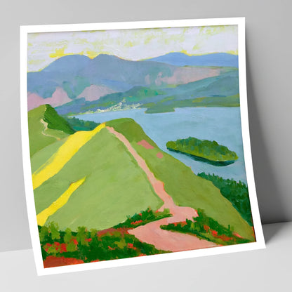 Vivid Derwentwater from Cat Bells lake district fell art print