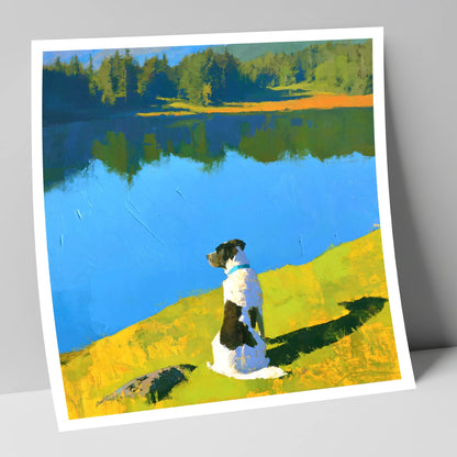 Sunlit Dog Beside Tarn Hows tarn hows wall art art print