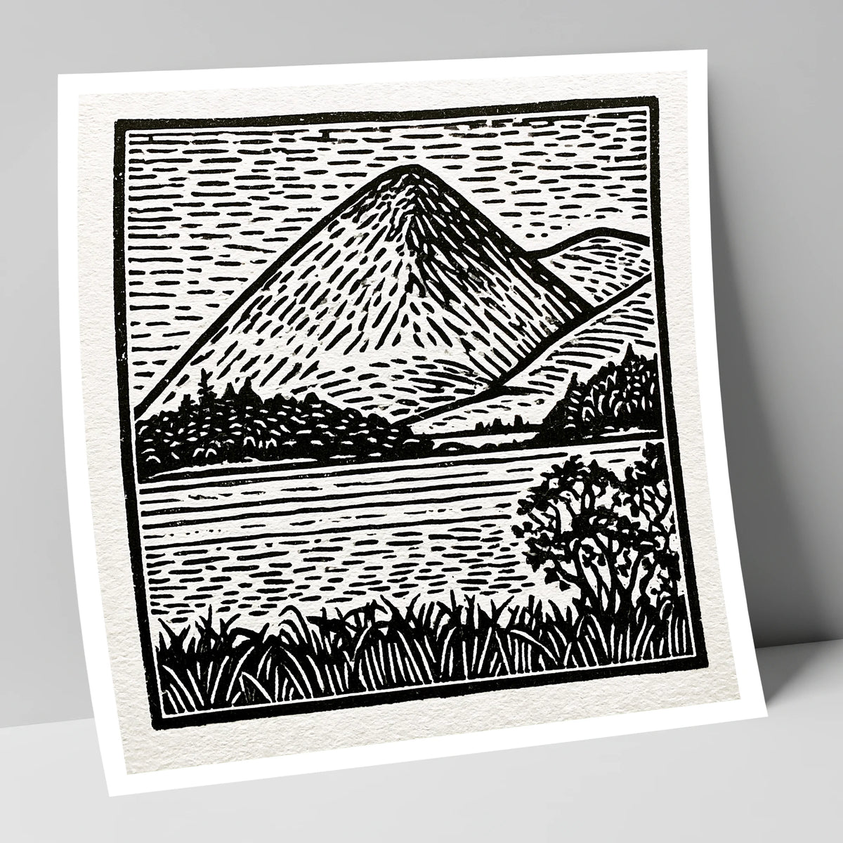 Bold Monochrome Catbells Peak lake district fell art print