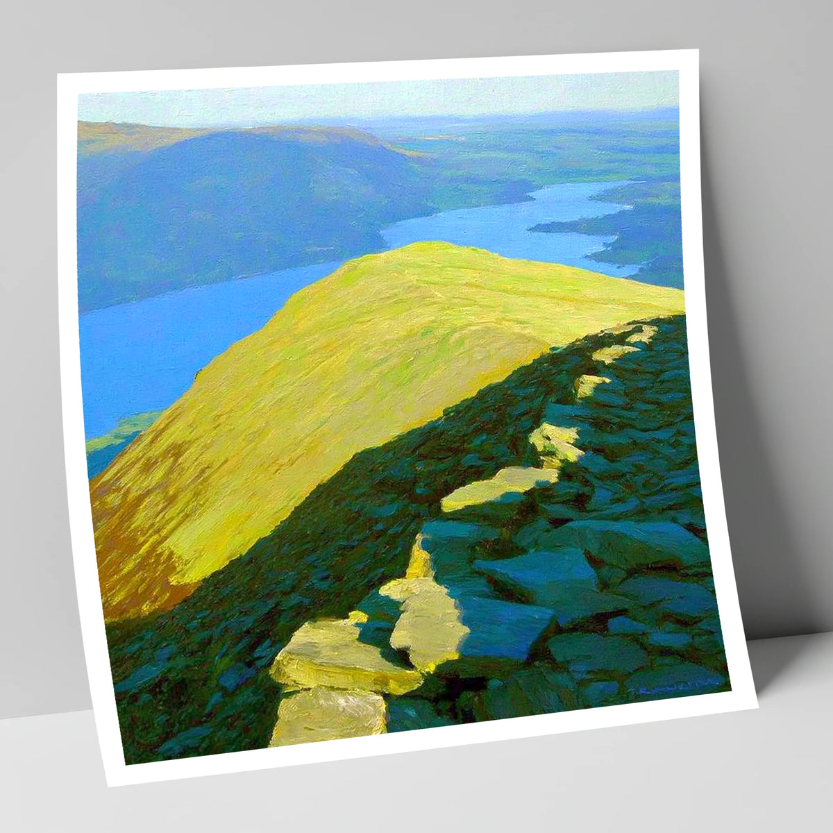 Sunlit Ridge from Heron Pike lake district fell art print