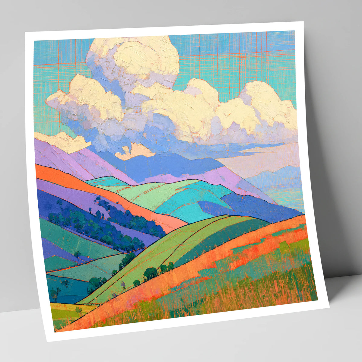 Vibrant Rolling Fells Under Cloud lake district fell art print