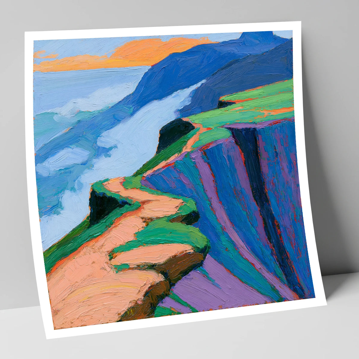 Vibrant Mountain Ridge Path lake district fell art print