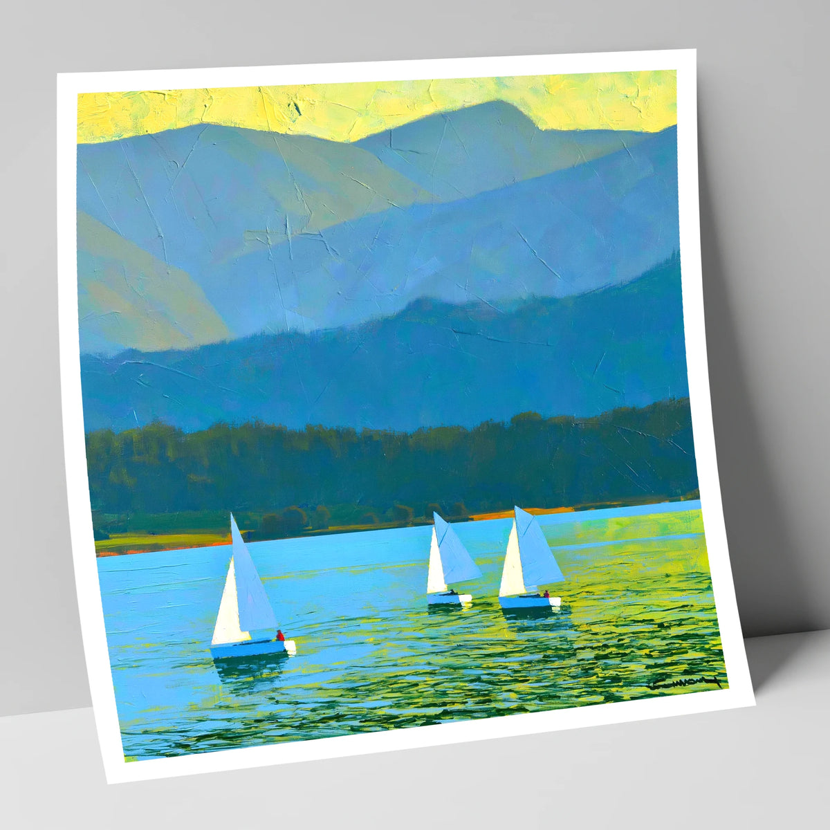 Windermere Sailboats Against Blue Fells lake district lake art print
