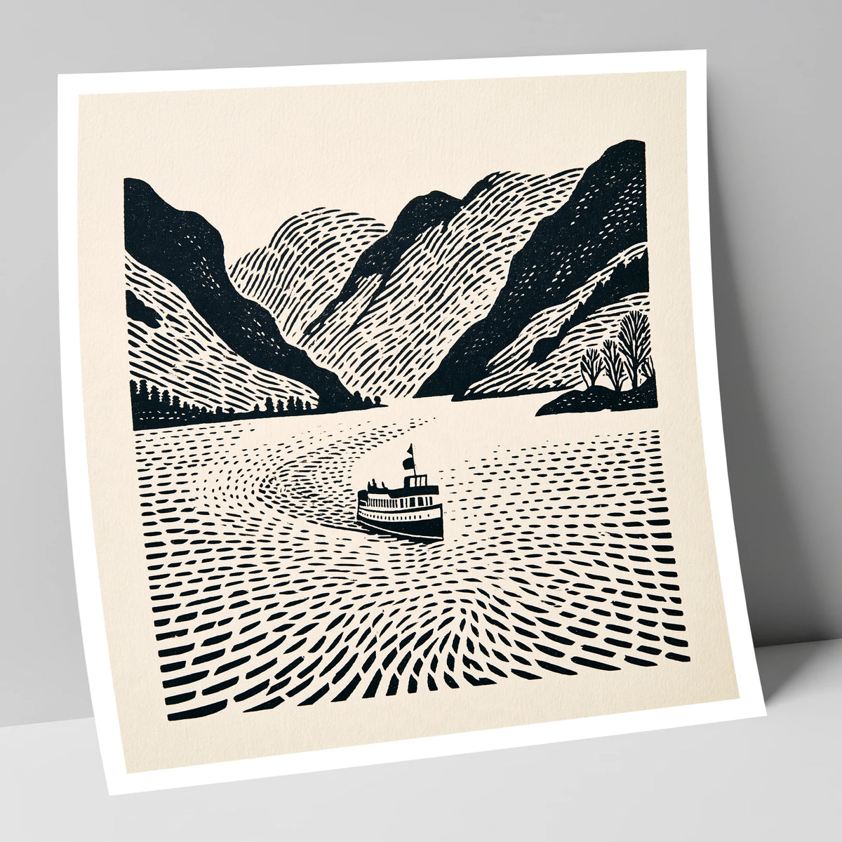 Ullswater Steamer on Swirling Waters lake district lake art print