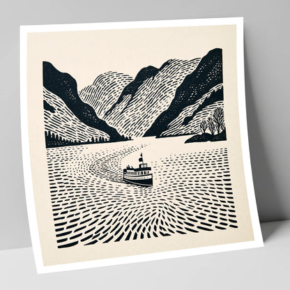 Ullswater Steamer on Swirling Waters lake district lake art print