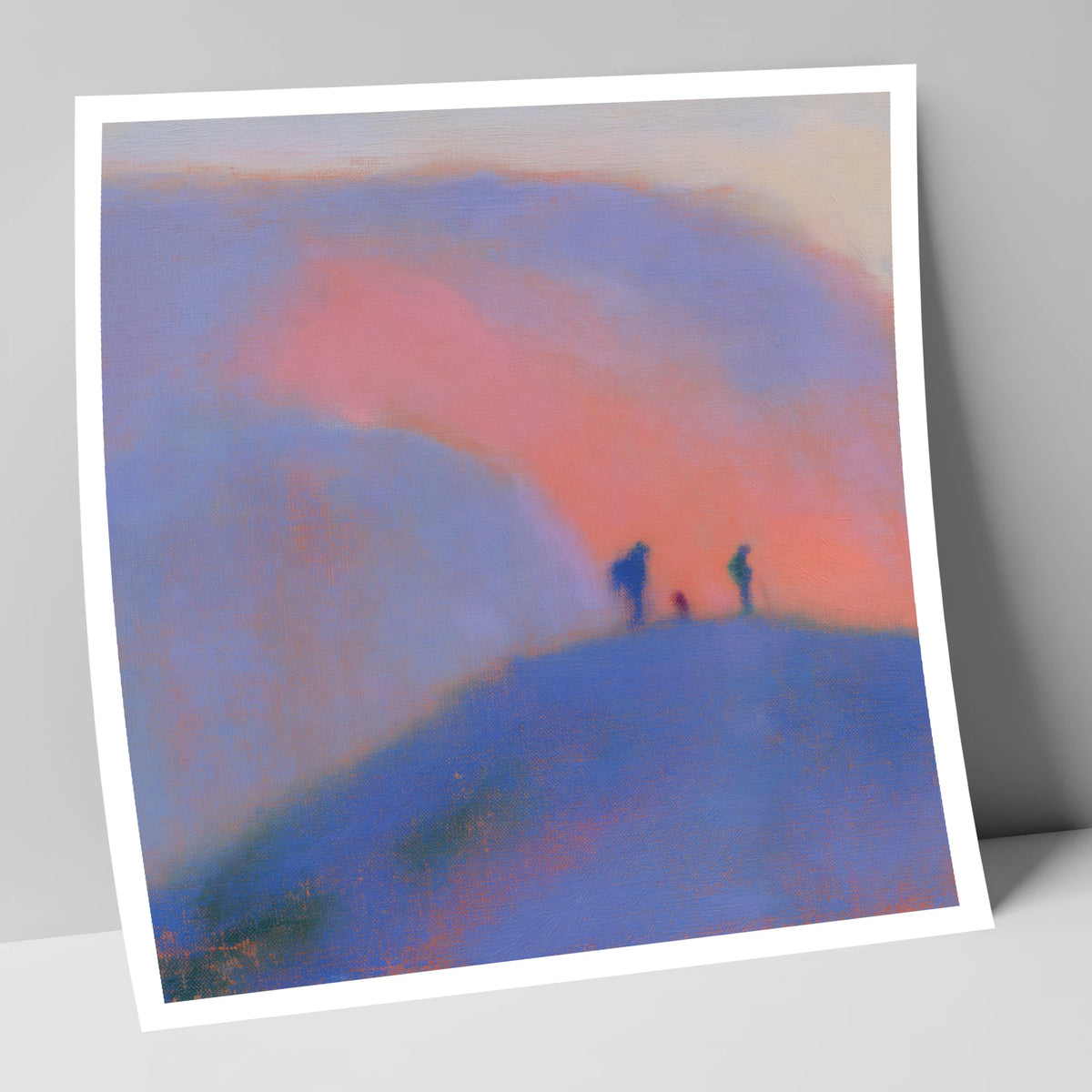 Hikers on a Twilight Fell lake district fell art print