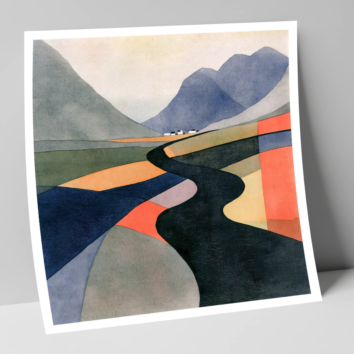 Winding River in Bold Colours lake district waterfall art print