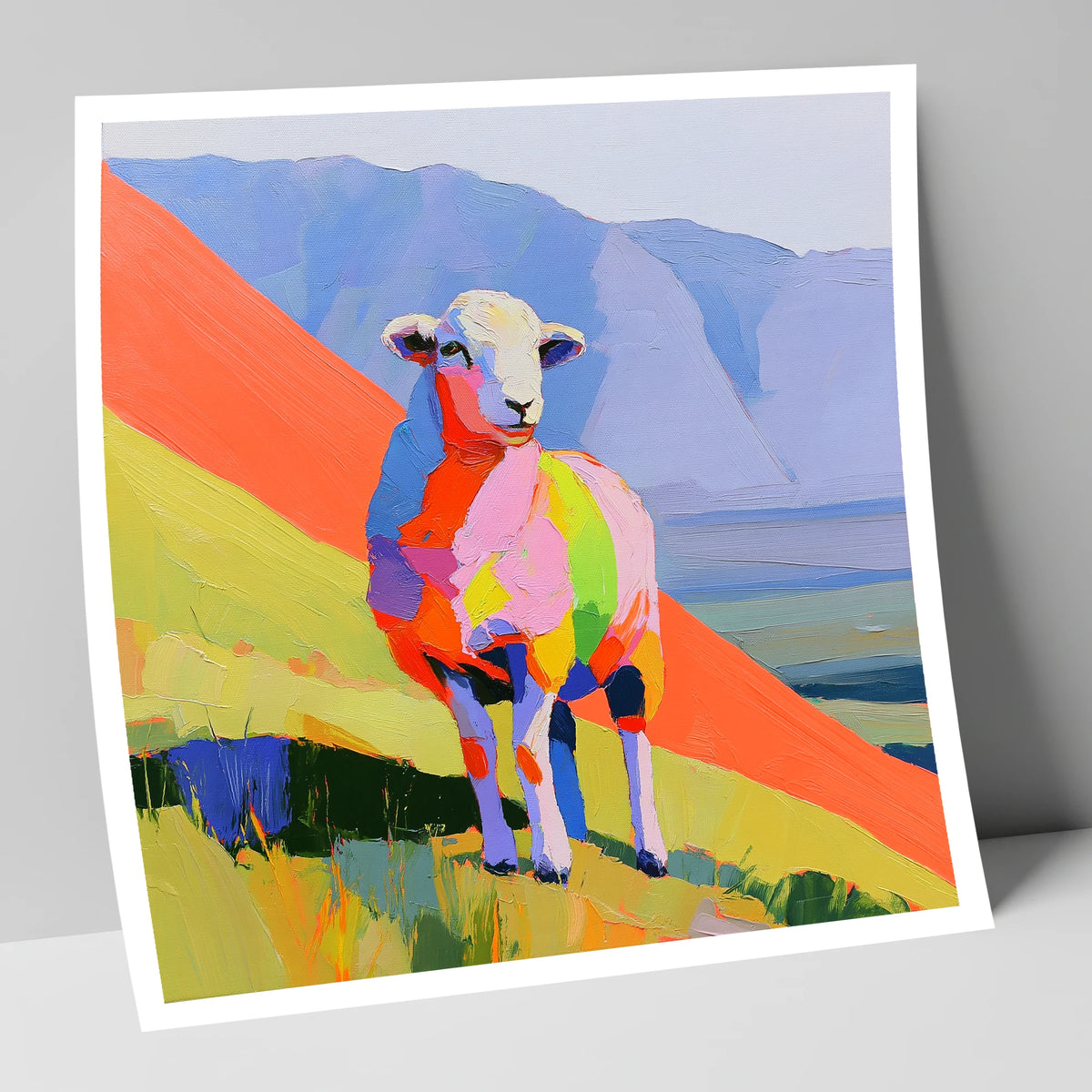 Vivid Herdwick on the Fells lake district wildlife art print