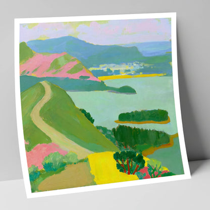 Colourful Cat Bells Above Derwentwater lake district fell art print