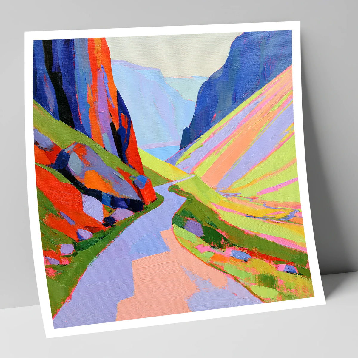 Winding Pass in Bold Hues lake district valley art print