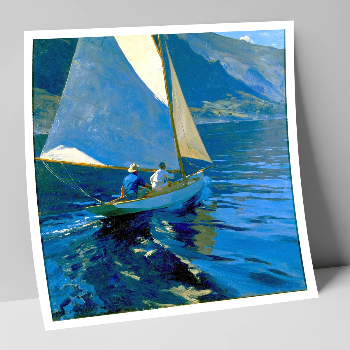 Sailboat on Deep Cobalt Waters lake district walking art print