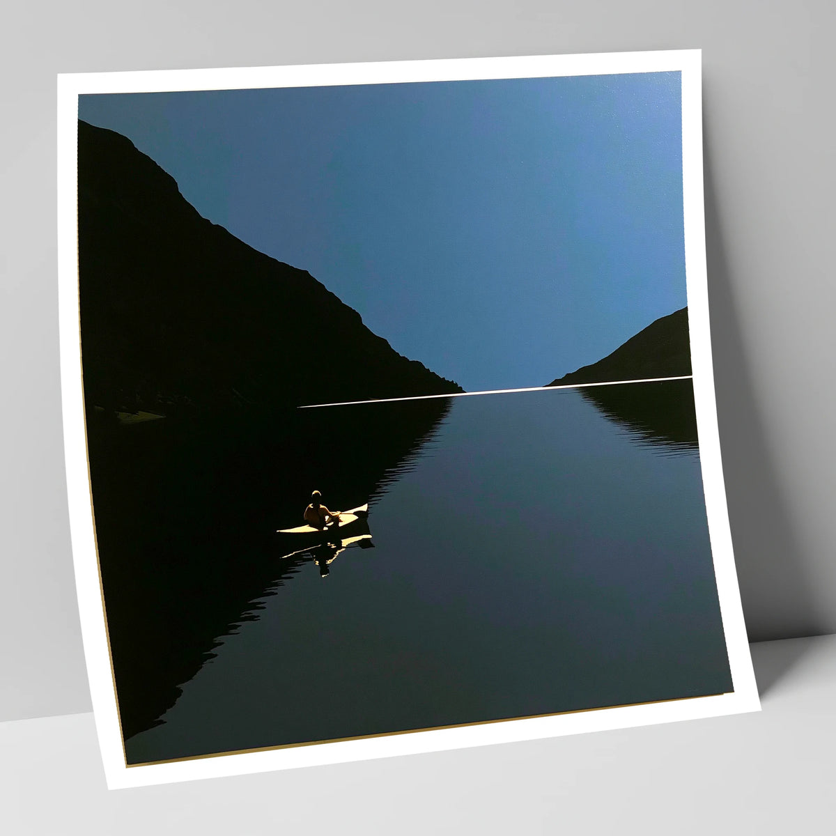 Illuminated Kayak on Dark Lake lake district walking art print
