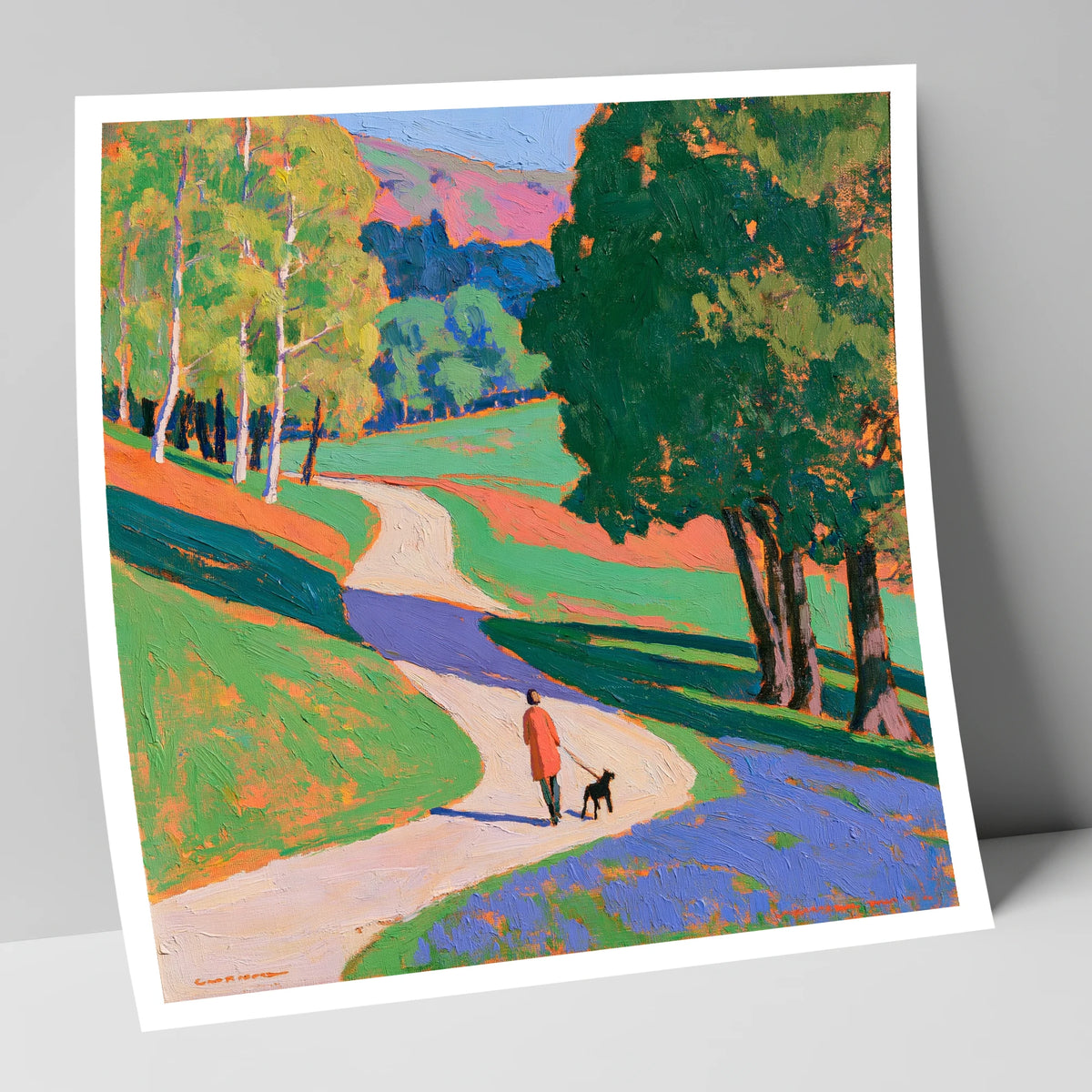 Vibrant Grasmere Dog Walk gifts for dog walkers art print