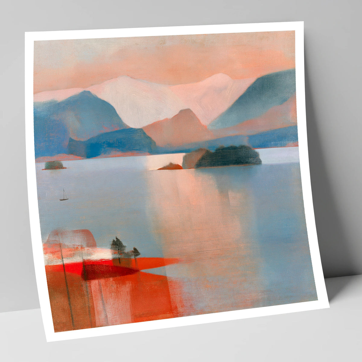 Derwentwater and Catbells Coral Dusk lake district lake art print