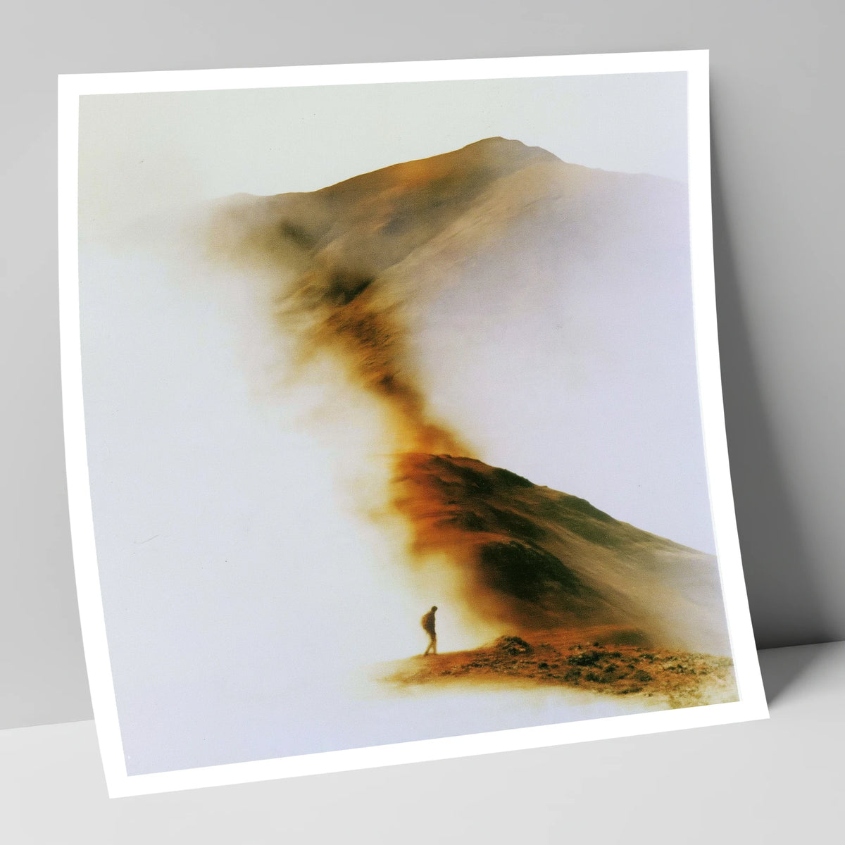 Lone Hiker in Copper Mist lake district walking art print