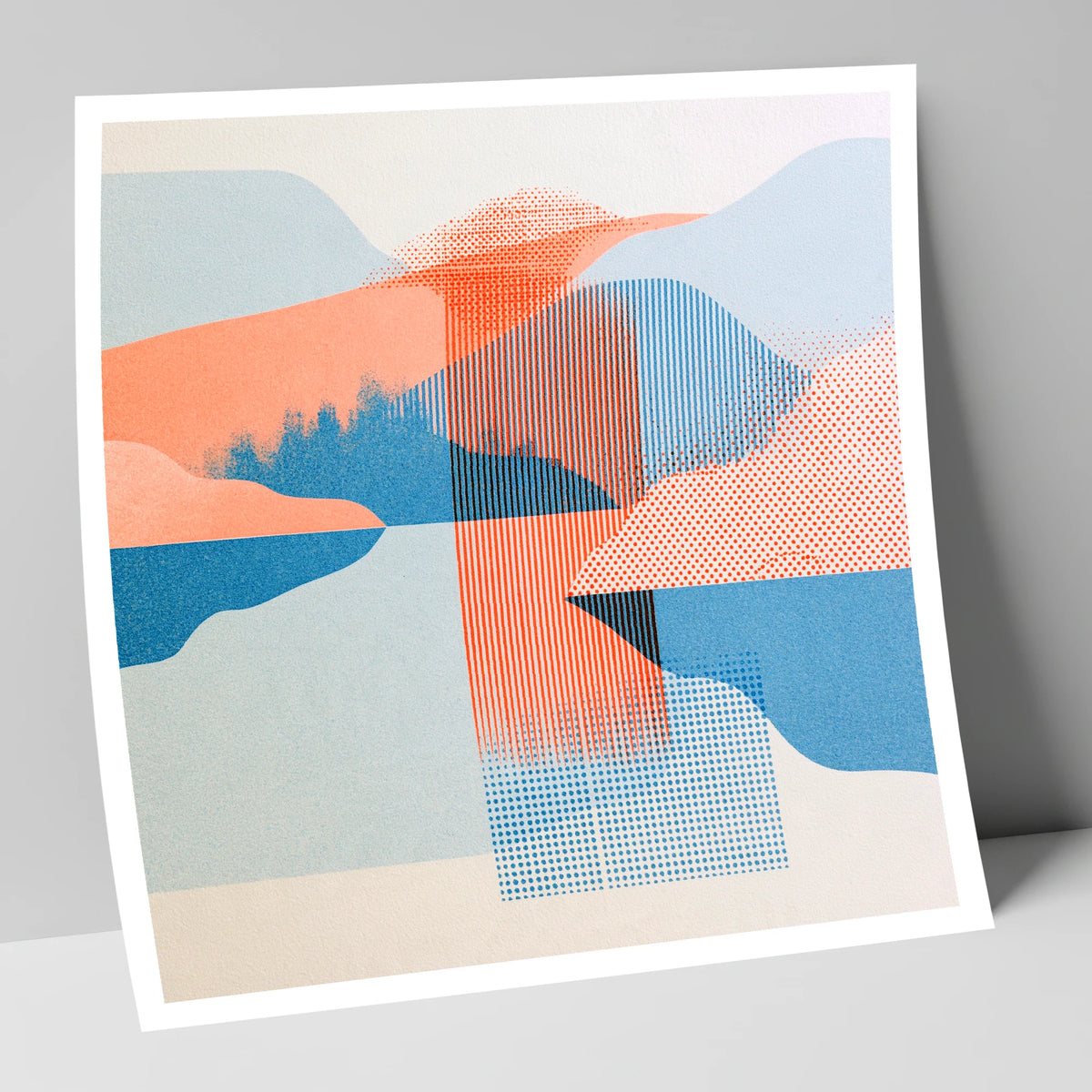 Geometric Lake and Fell Reflections lake district lake art print