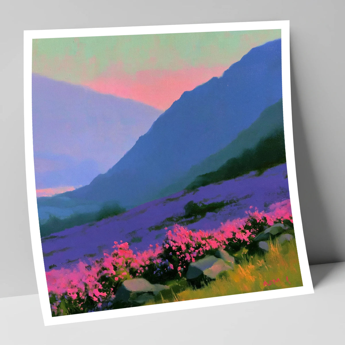 Indigo Fells and Vibrant Heather flowers & fellsides art print