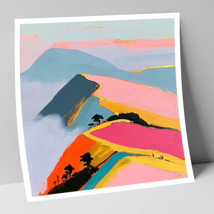 Vivid Misty Fell Ridge lake district fell art print