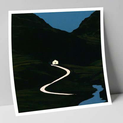 Glowing Winding Mountain Pass lake district valley art print