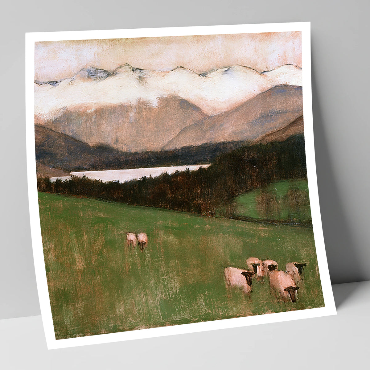 Hawkshead Pasture in Warm Light lake district village art print