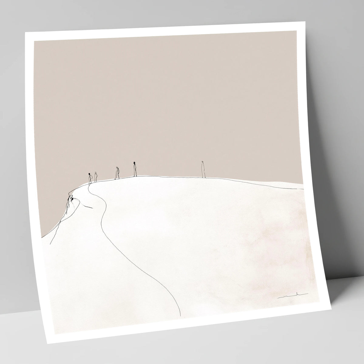 Distant Hikers on a Fell lake district fell art print