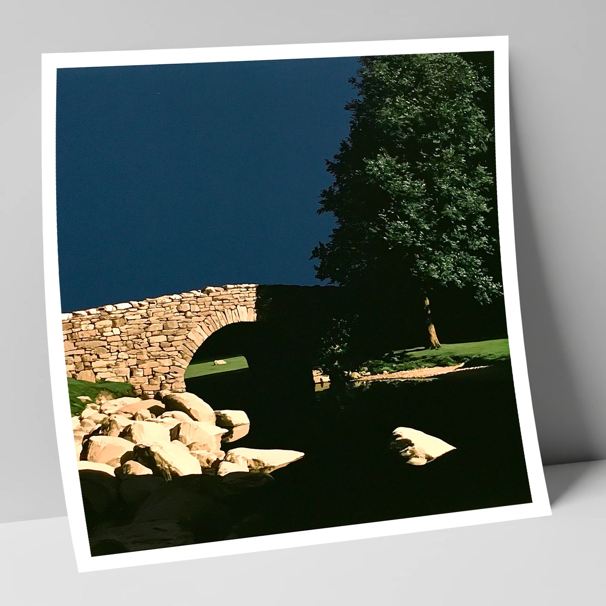 Stone Bridge Against Midnight Sky lake district waterfall art print