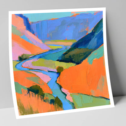 Bold Winding River Valley lake district waterfall art print