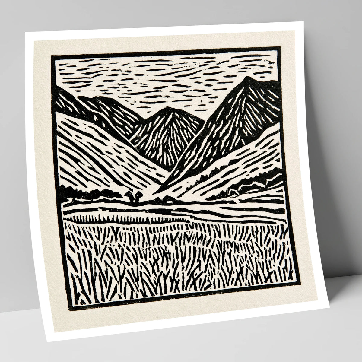 Black and White Borrowdale Fells lake district valley art print