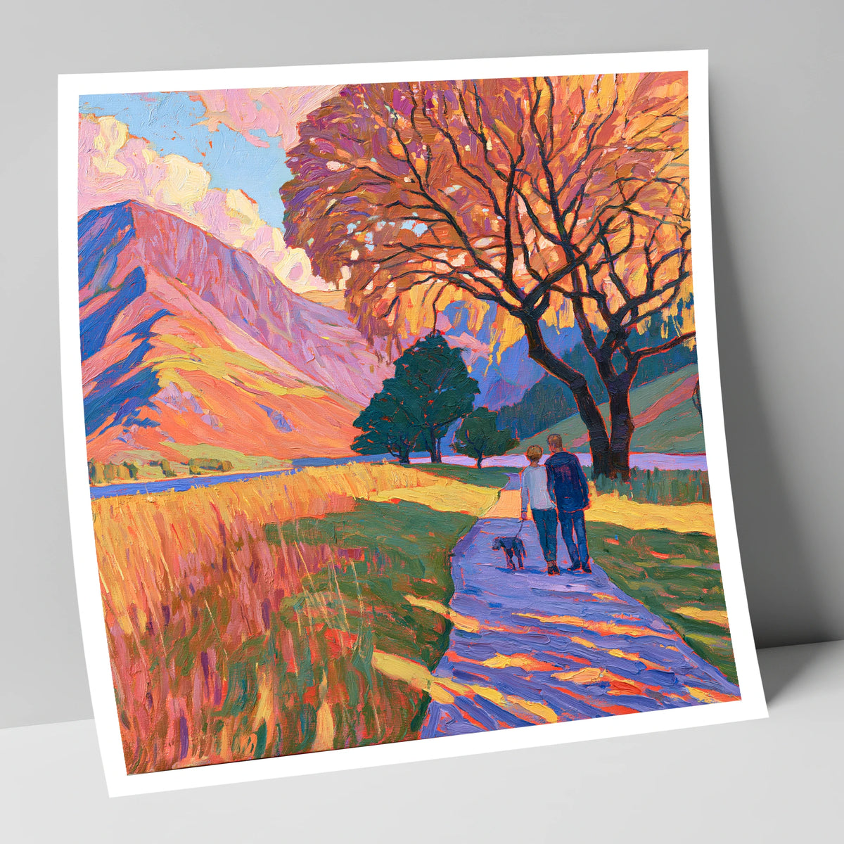 Autumn Dog Walk at Buttermere gifts for dog walkers art print
