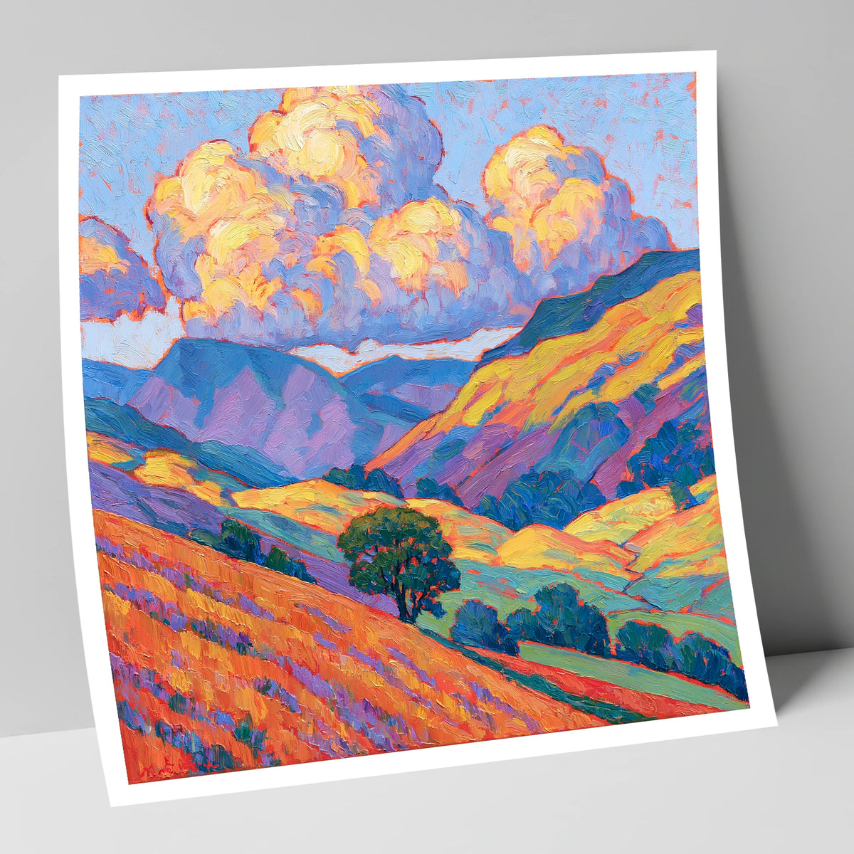 Golden Fellside with Violet Shadows lake district fell art print