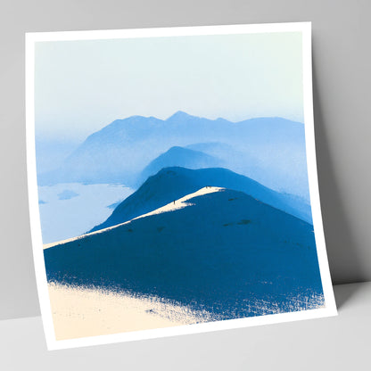 Fell Summit in Deep Blue lake district fell art print