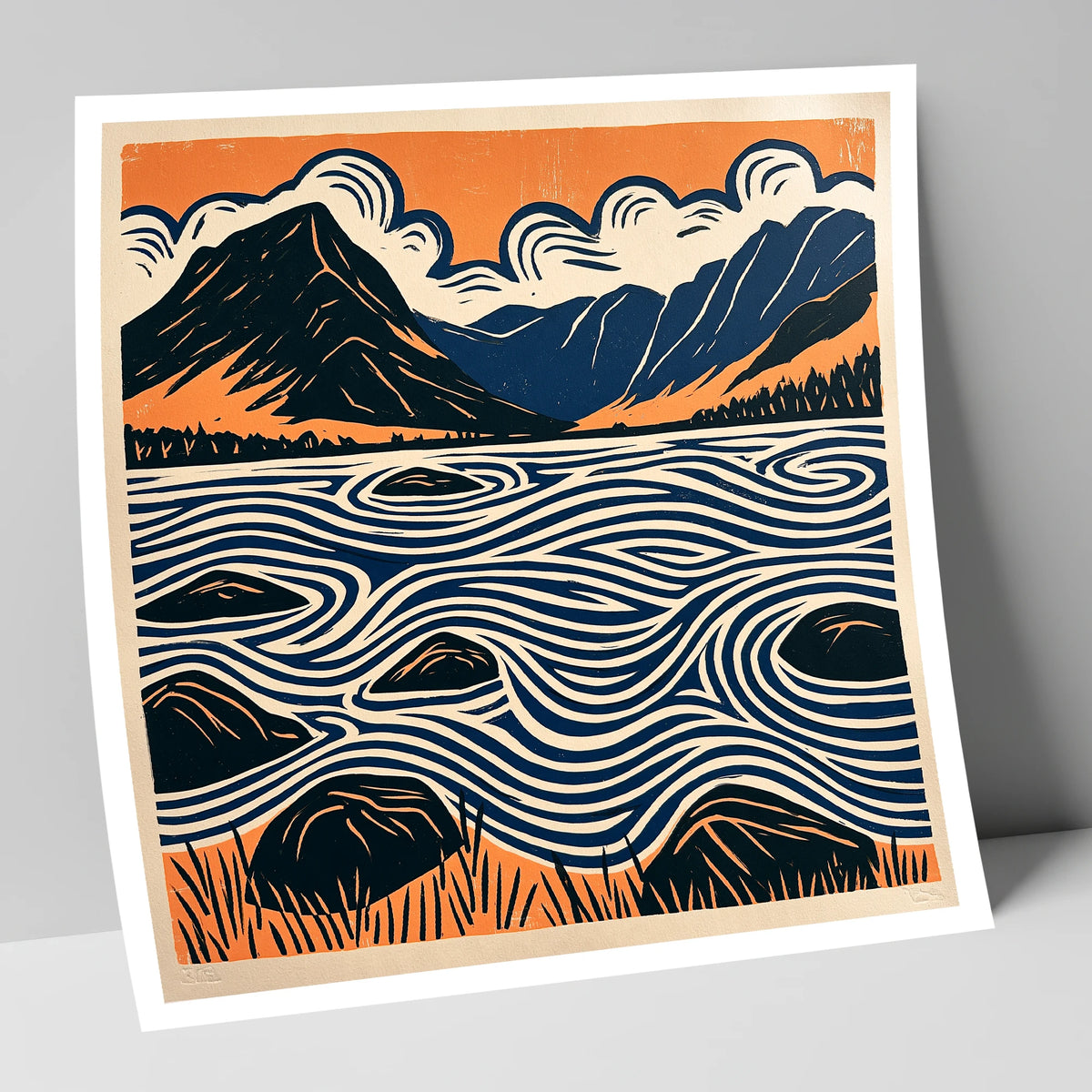 Crummock Water with Swirling Waves lake district lake art print