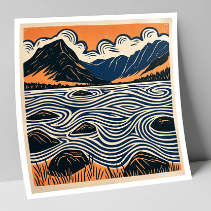 Crummock Water with Swirling Waves lake district lake art print