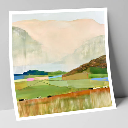 Abstract Fells And Valley Pastures lake district fell art print