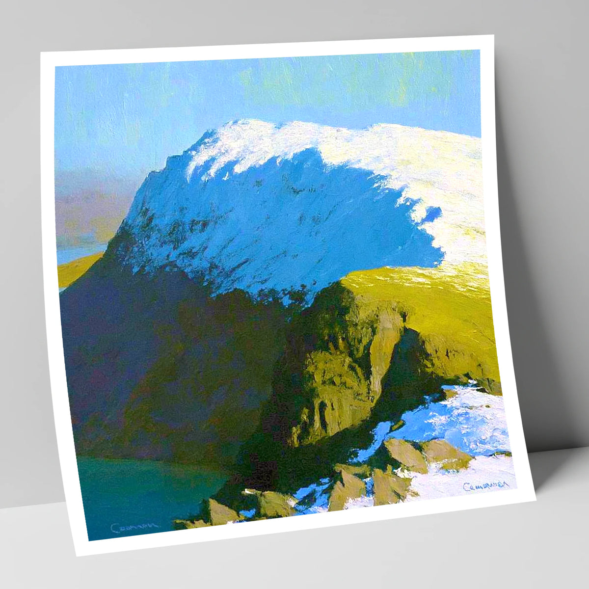 Snowy Ridge on Grey Friar lake district fell art print