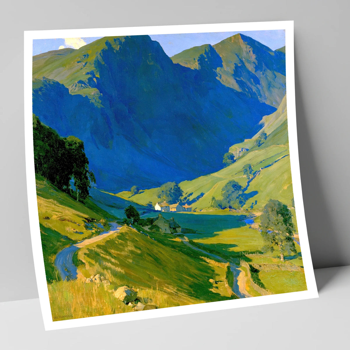 Valley Farm Beneath Blue Fells lake district valley art print
