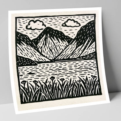 Black and White Wasdale Valley lake district valley art print